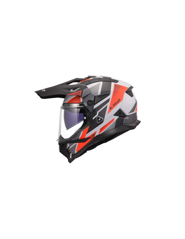 LS2 CASCO ADVENTURE  PIONEER II BLOCK GRIGIO ROSSO OPACO