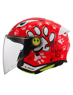 LS2 CASCO JET BAMBINO FUNNY II PAWS ROSSO