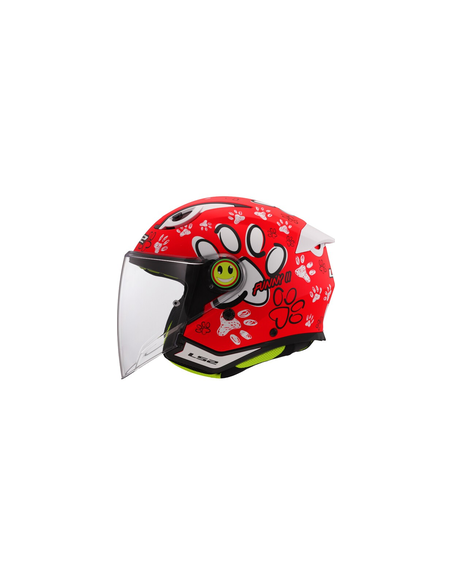 LS2 CASCO JET BAMBINO FUNNY II PAWS ROSSO