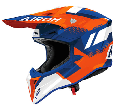 AIROH CASCO OFFROAD WRAAAP VISION ARANCIONE / BLU LUCIDO