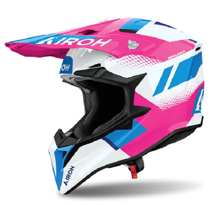 AIROH CASCO OFFROAD WRAAAP VISION ROSA / BLU LUCIDO