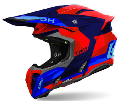 AIROH CASCO OFFROAD TWIST 3 FANCY ARANCIONE / BLU LUCIDO