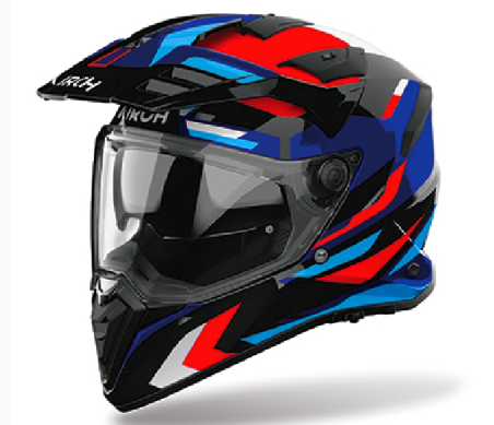AIROH CASCO INTEGRALE BANDIT BLU ROSSO